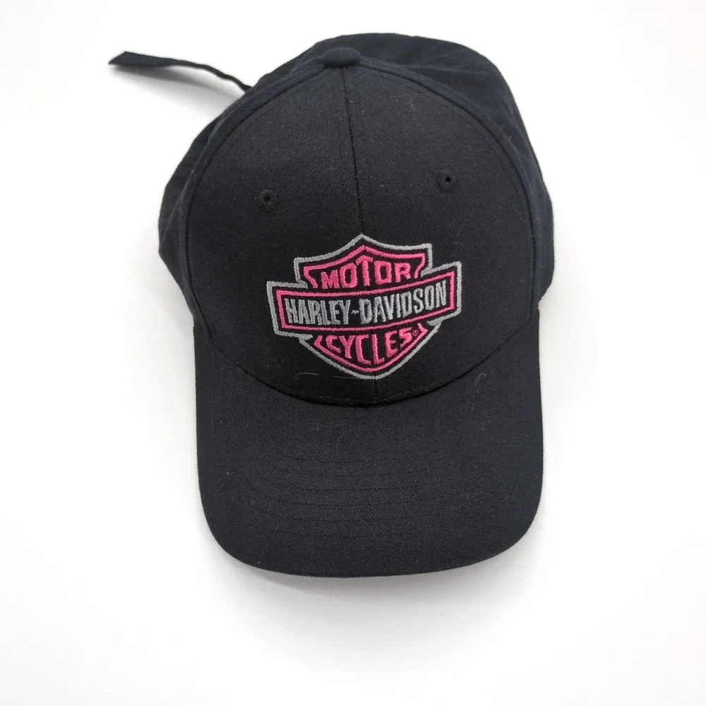 Harley-Davidson Bartels' Los Angeles CA Black Adjustable Baseball Cap Hat Pink